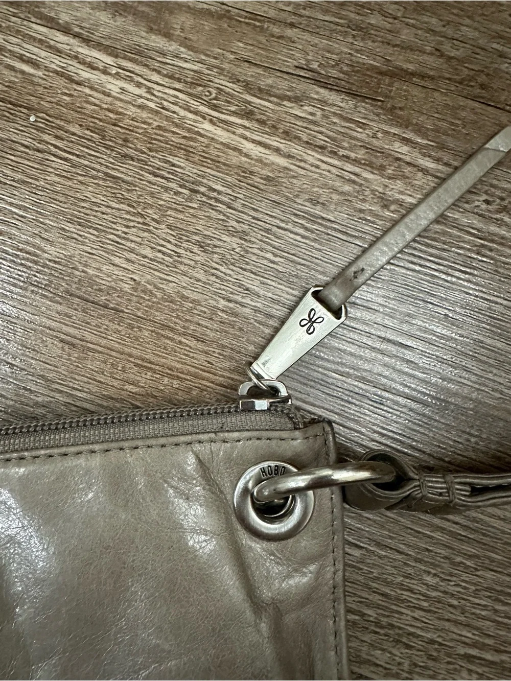HOBO Taupe Leather Wristlet Clutch
